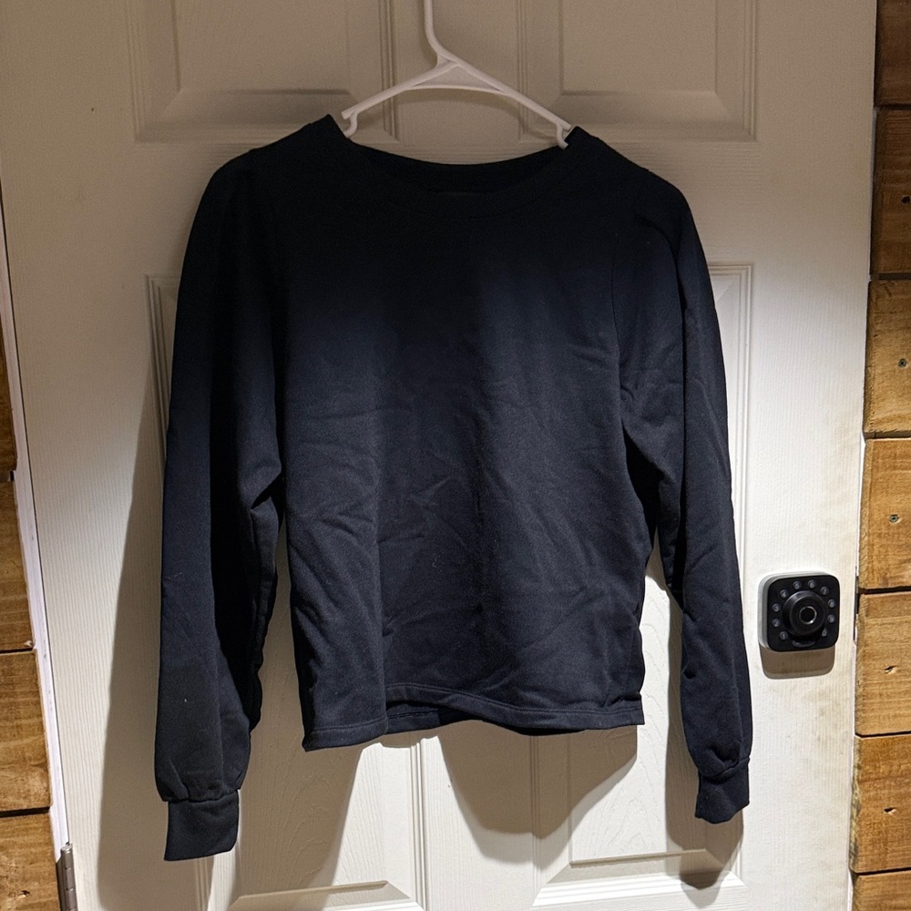 Banana Republic Black Crew Neck Top with Pleated Sleeves. Size XS. Very soft.